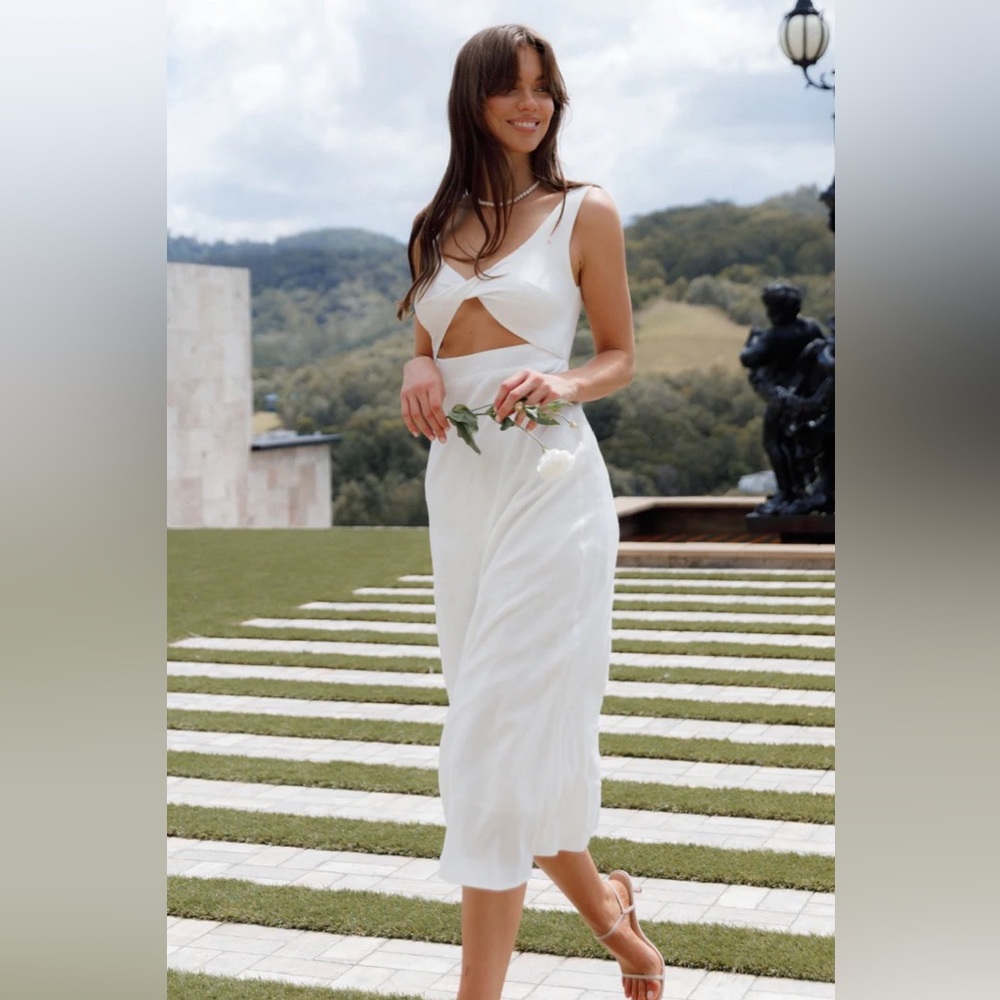 Petal + Pup Womens 2 Apollo Cutout Midi Dress White Sleeveless-SIZE 2